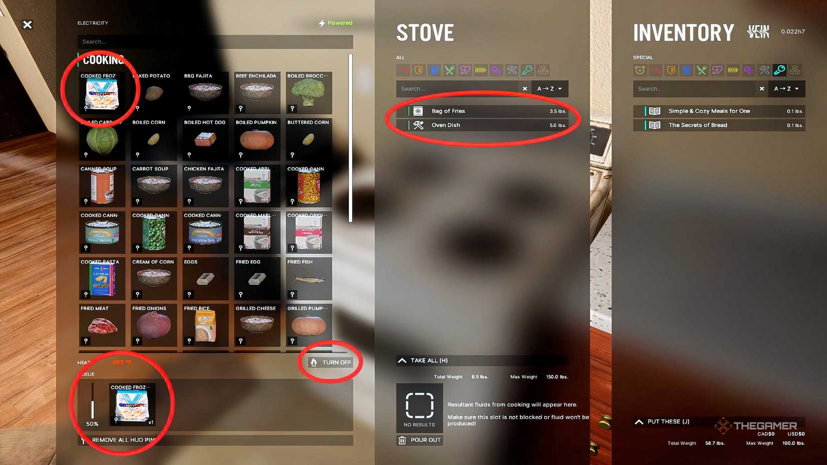 یک اجاق گاز در رگ در حال پختن سیب زمینی سرخ شده یخ زده.