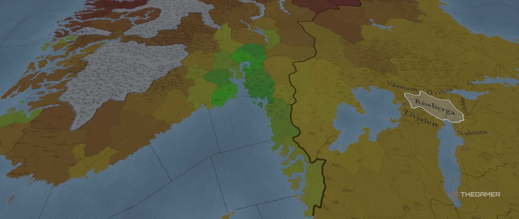 The view of Norway under the Institution Mapmode in Europa Universalis 5.