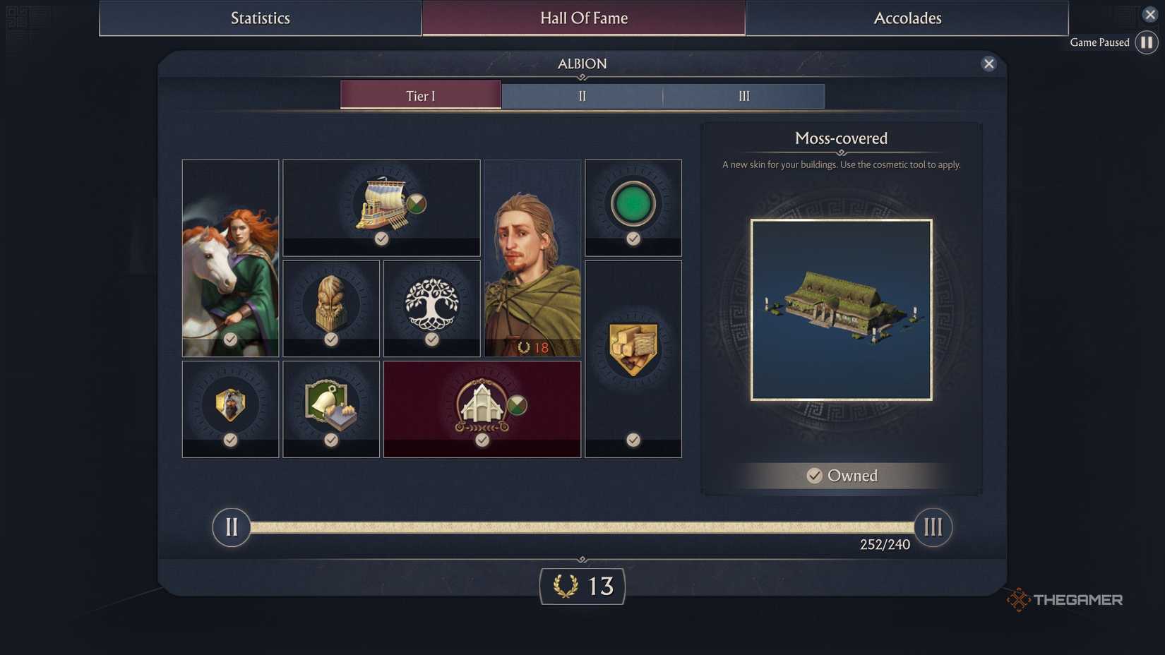 Albion Hall Of Fame Rewards Page.