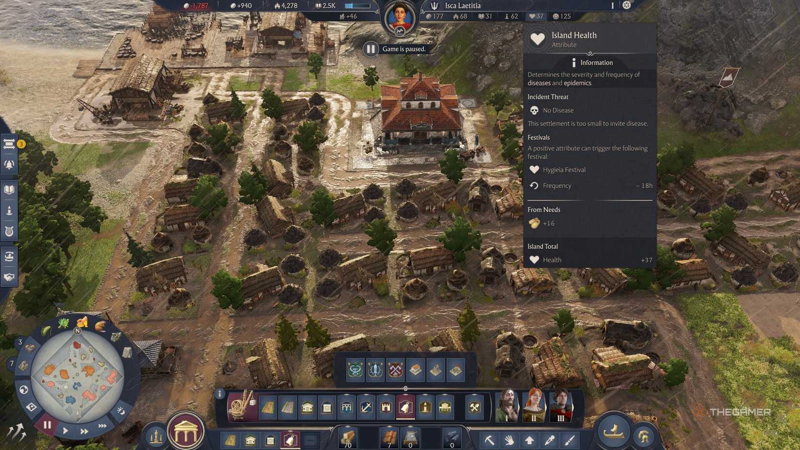 منوی ویژگی سلامت جزیره Anno 117.