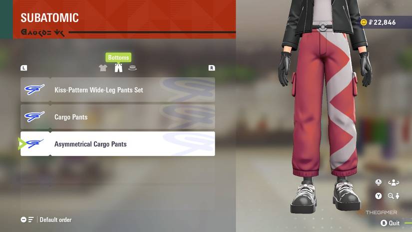 Asymmetrical Cargo Pants at SUBATOMIC in Pokemon Legends: Z-A.