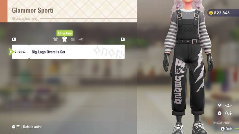 Big-Logo Overalls Set at Glammor Sporti in Pokemon Legends: Z-A.
