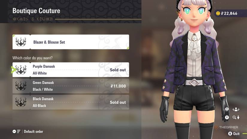 Blazer and Blouse Set at Boutique Couture in Pokemon Legends: Z-A.