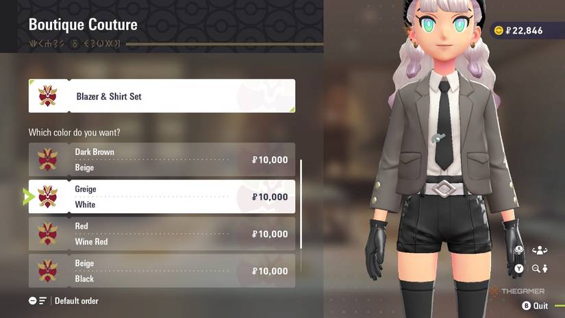 Blazer and Shirt Set at Boutique Couture in Pokemon Legends: Z-A.