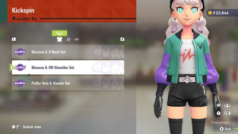 Bloudson and off-shoulder set at Kickspin in Pokemon Legends: Z-A.