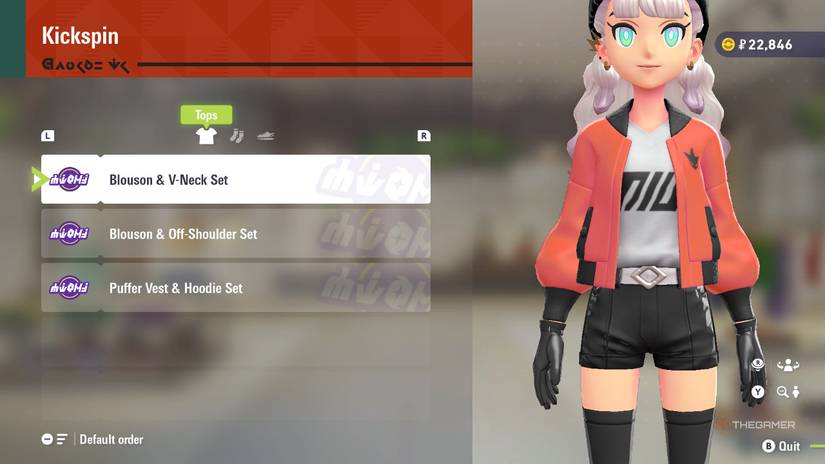 Blouson and V-neck set at Kickspin in Pokemon Legends: Z-A.