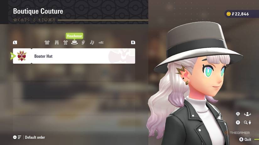 Boater Hat at Boutique Couture in Pokemon Legends: Z-A.