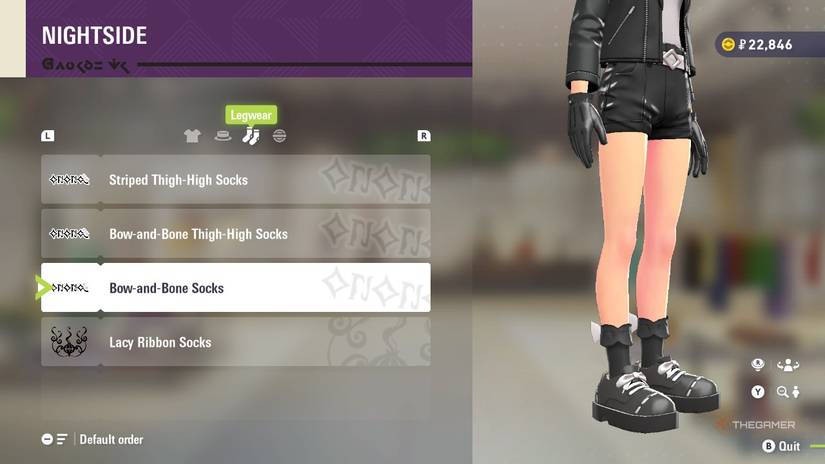 Bow and Bone Socks at NIGHTSIDE in Pokemon Legends: Z-A.