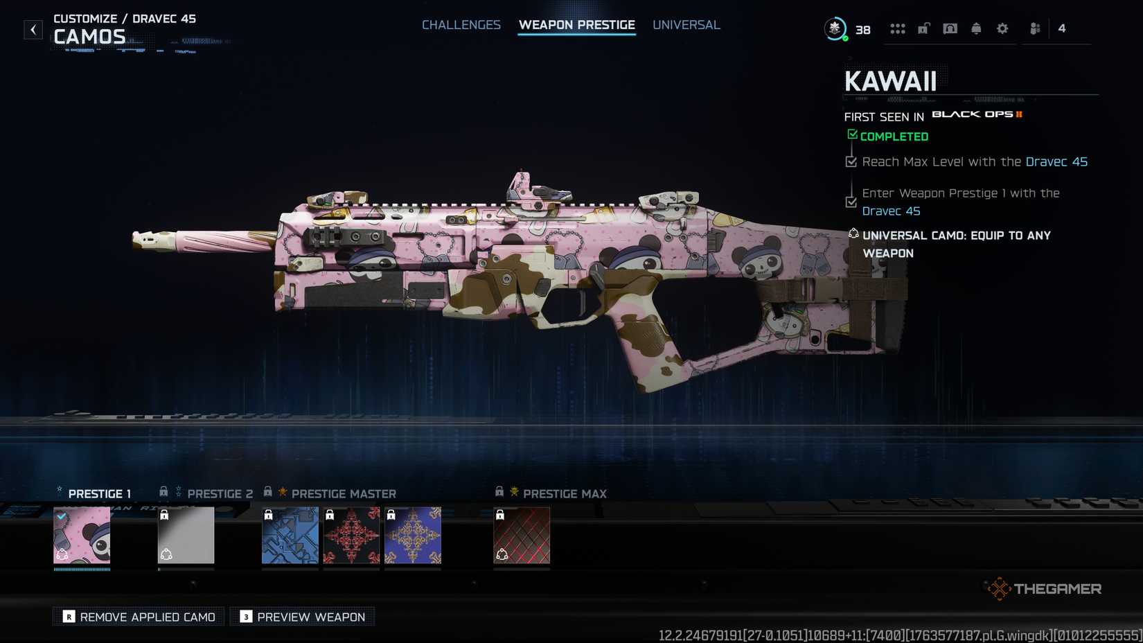 A look at the Kawaii Prestige Camouflage for the Predator 47 along with previews of five other Prestige Camouflages for the weapon in Call of Duty: Black Ops 7.
