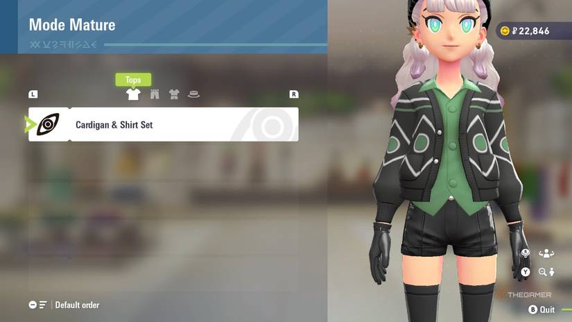 Cardigan and Shirt Set at Mode Mature in Pokemon Legends Z-A.