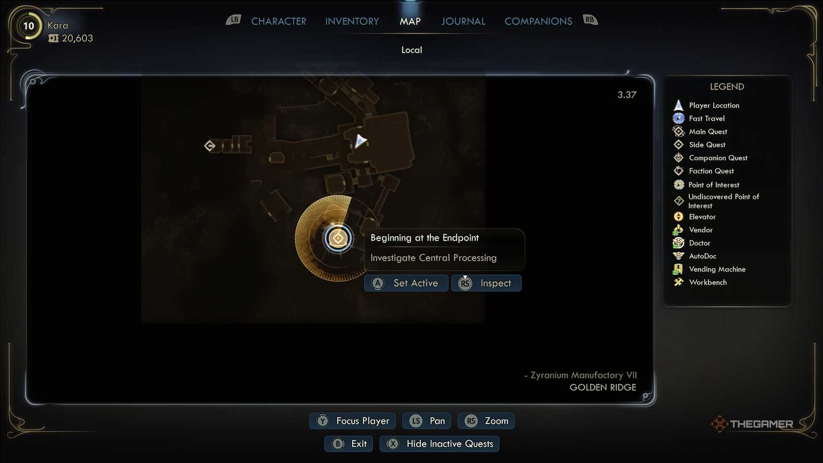 Central processing on the map in The Outer Worlds 2.