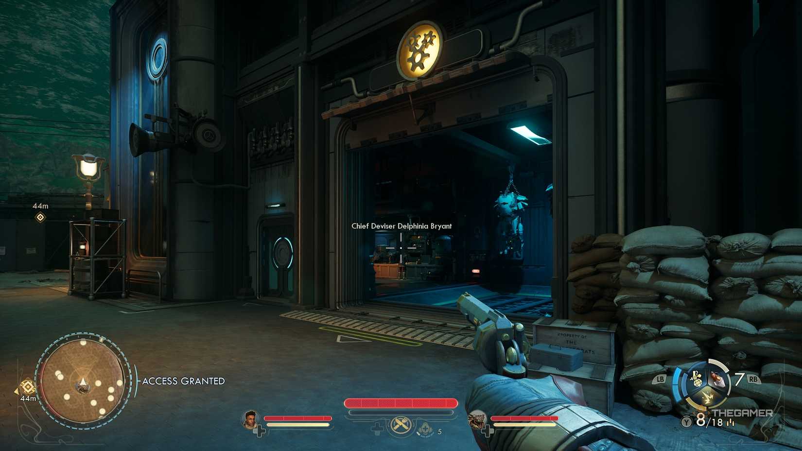 Lead developer Delphinia Bryant in her workspace in The Outer Worlds 2.