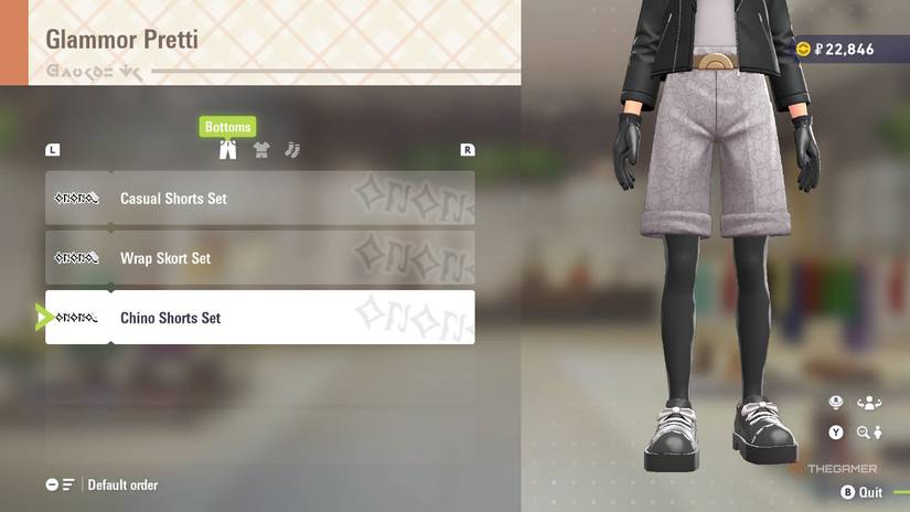 Chino Shorts Set  at Glammor Pretti in Pokemon Legends: Z-A.