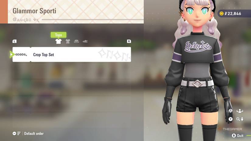 Crop Top Set at Glammor Sporti in Pokemon Legends: Z-A.