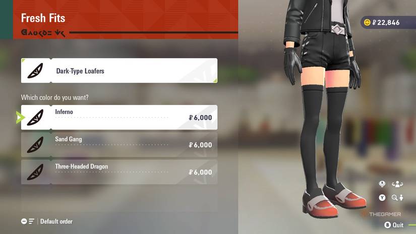 Dark-Type Loafers at Fresh Fits in Pokemon Legends: Z-A.