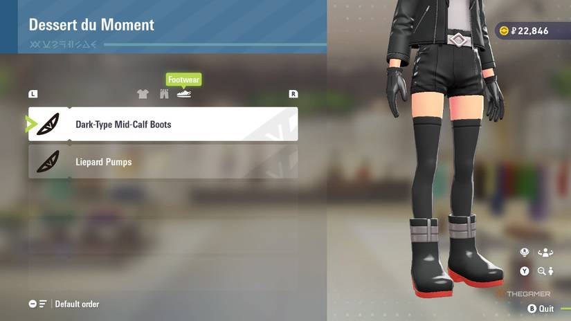 Dark-Type Mid-Calf Boots at Dessert du Moment in Pokemon Legends: Z-A.