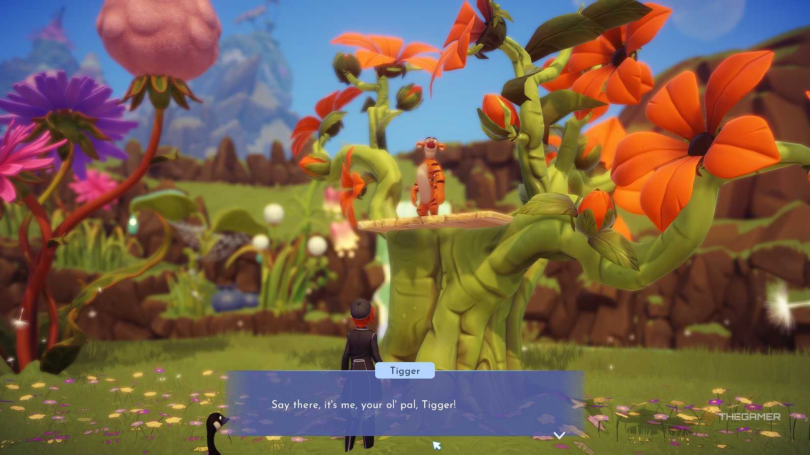 Disney Dreamlight Valley Tigger stuck in a tree.