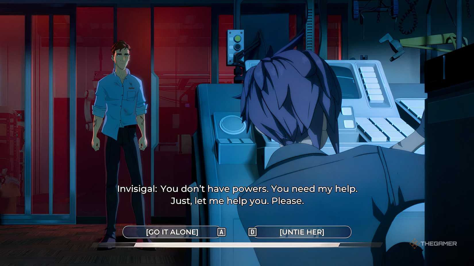 Dispatch Invisigal begging you to let her go in the SDN lab.