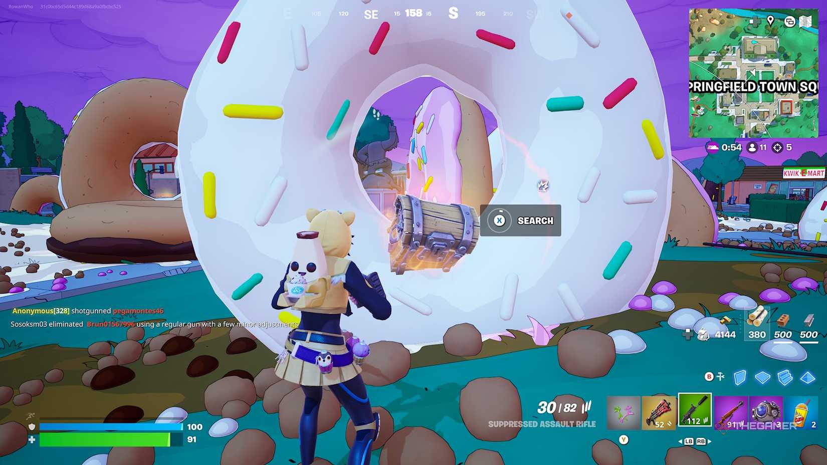 Fortnite Springfield Stories - a chest in a giant donut.