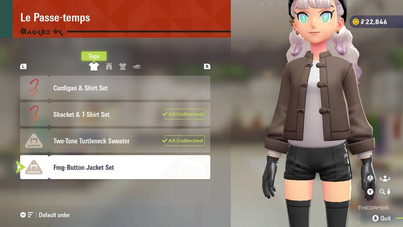 Frog Button Jacket at Le Passe Temps in Pokemon Legends Z-A.