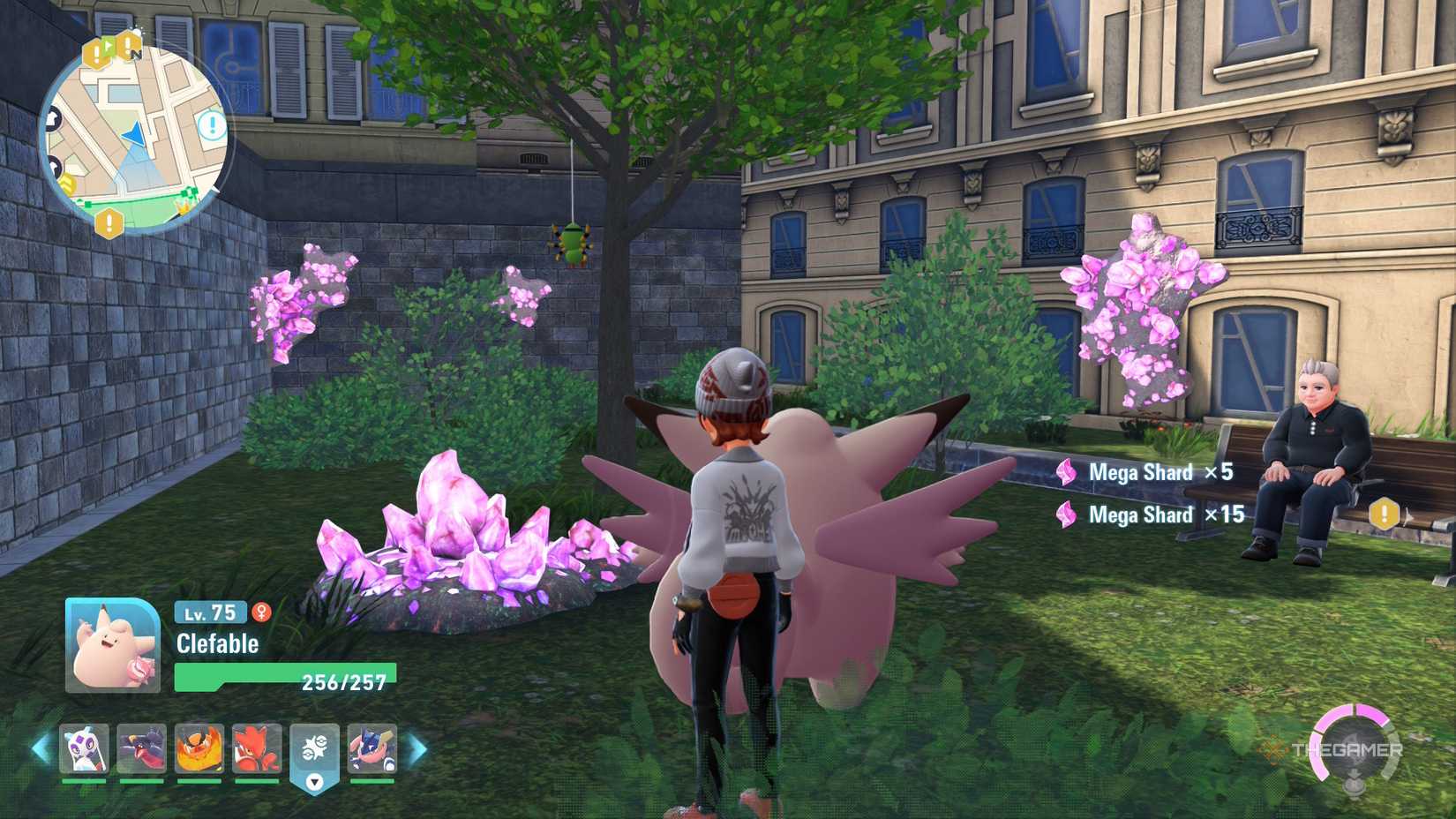 Trainers and Trainers Collecting Mega Shards in Pokemon Legends: Za.