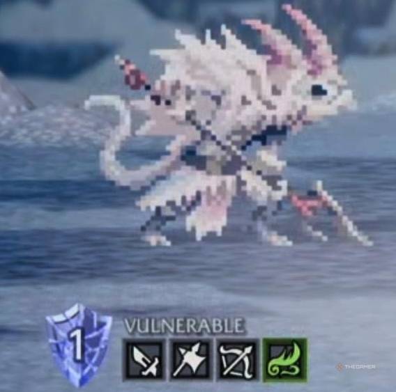 The Menacing Ice Lizardman IV و نقاط ضعف آن در Octopath Travleler 0.