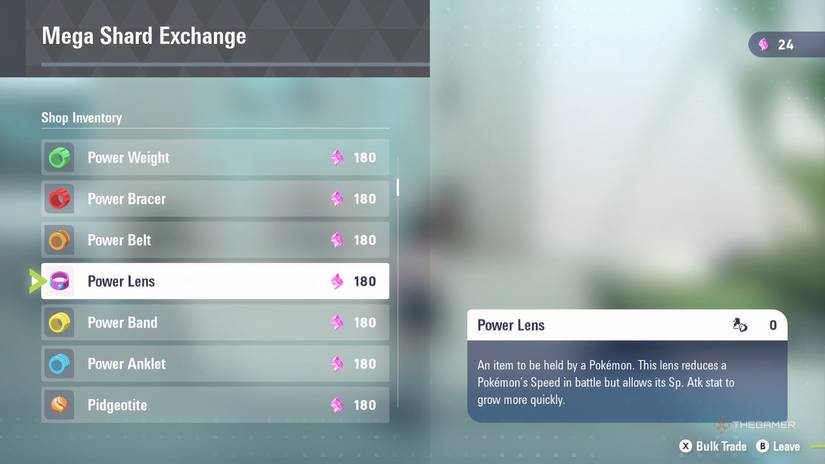 Training items for sale at Quasartico inc in Pokemon Legends: Z-A.