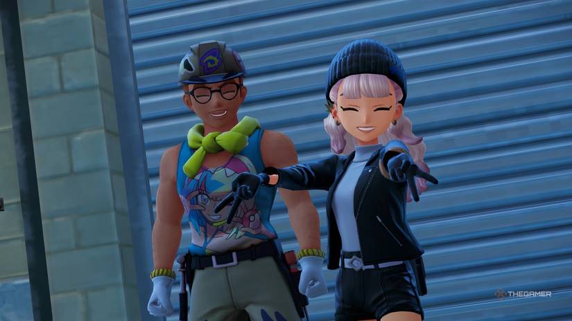 Trainer and construction worker posed together in Pokemon Legends: Z-A.