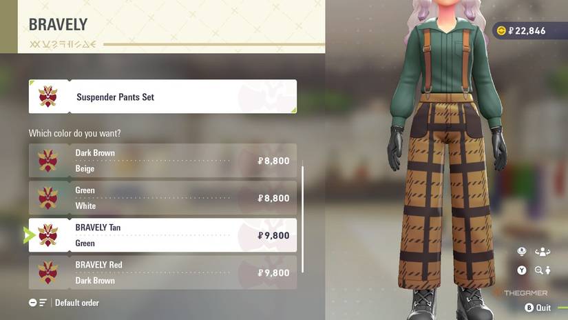 Suspender Pants Set in Pokemon Legends: Z-A.