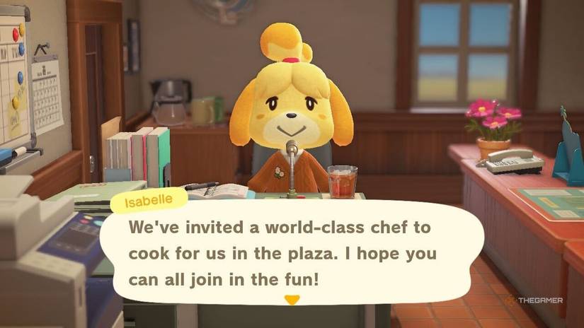 Isabelle tells you that Franklin is in town for Turkey Day in Animal Crossing New Horizons.