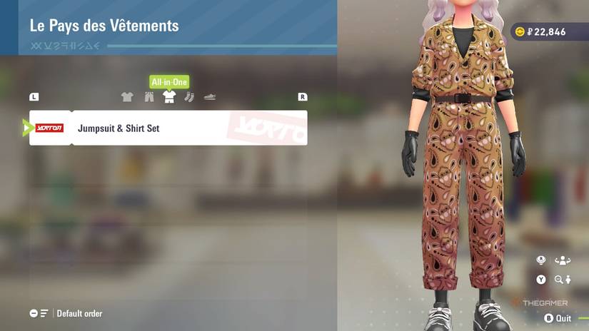 Jumpsuit and shirt set at Le Pays des Vetements in Pokemon Legends: Z-A.