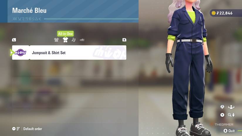 Jumpsuit and shirt set at Marche Bleu in Pokemon Legends: Z-A.