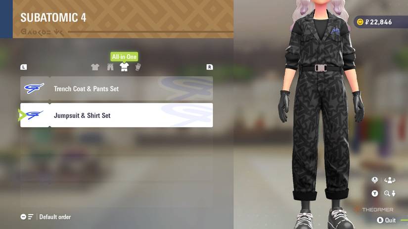 Jumpsuit and shirt set in at SUBATOMIC 4 In Pokemon Legends: Z-A.