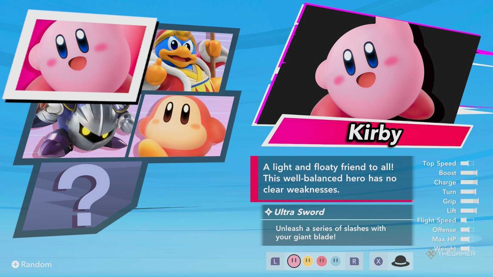 فهرست اولیه در Kirby Air Riders.