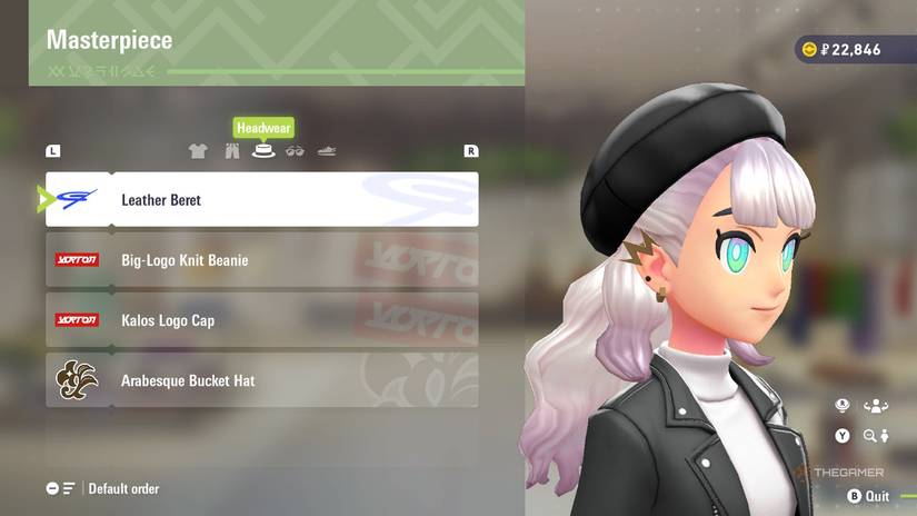 Leather Beret at Masterpiece in Pokemon Legends: Z-A.