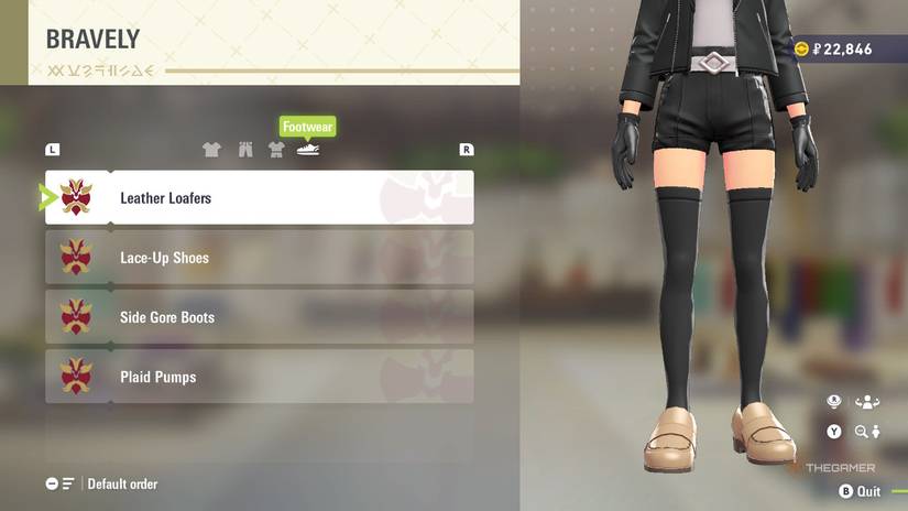 Leather Loafers at BRAVELY in Pokemon Legends: Z-A.