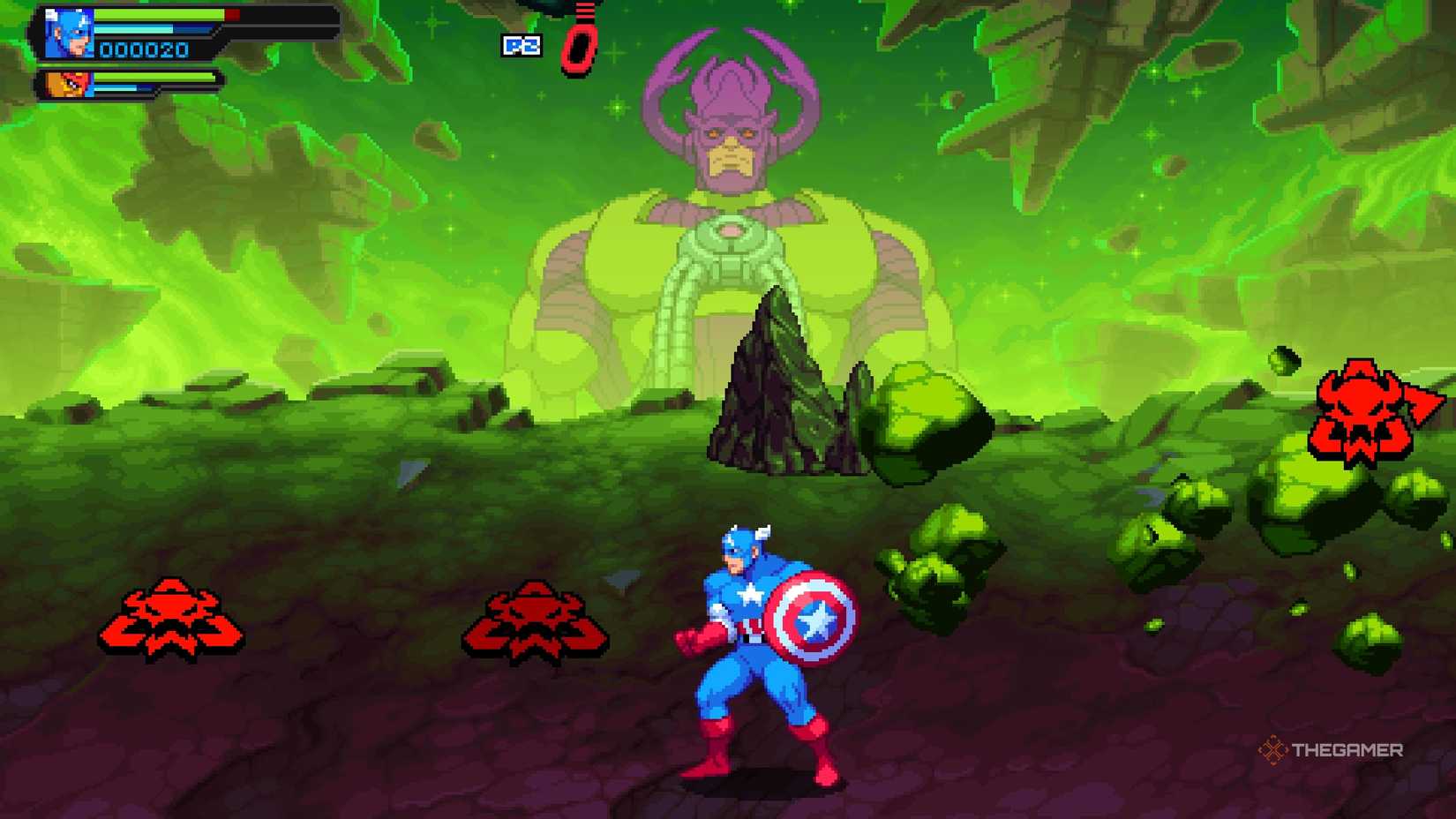 Galactus letting loose debris in Marvel Cosmic Invasion.