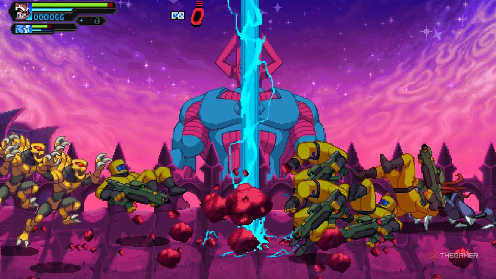 Galactus helping kill enemies in Marvel Cosmic Invasion.