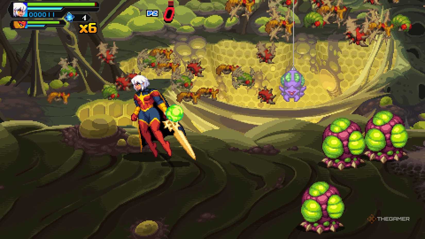 A larva shooting goo in Marvel Cosmic Invasion.