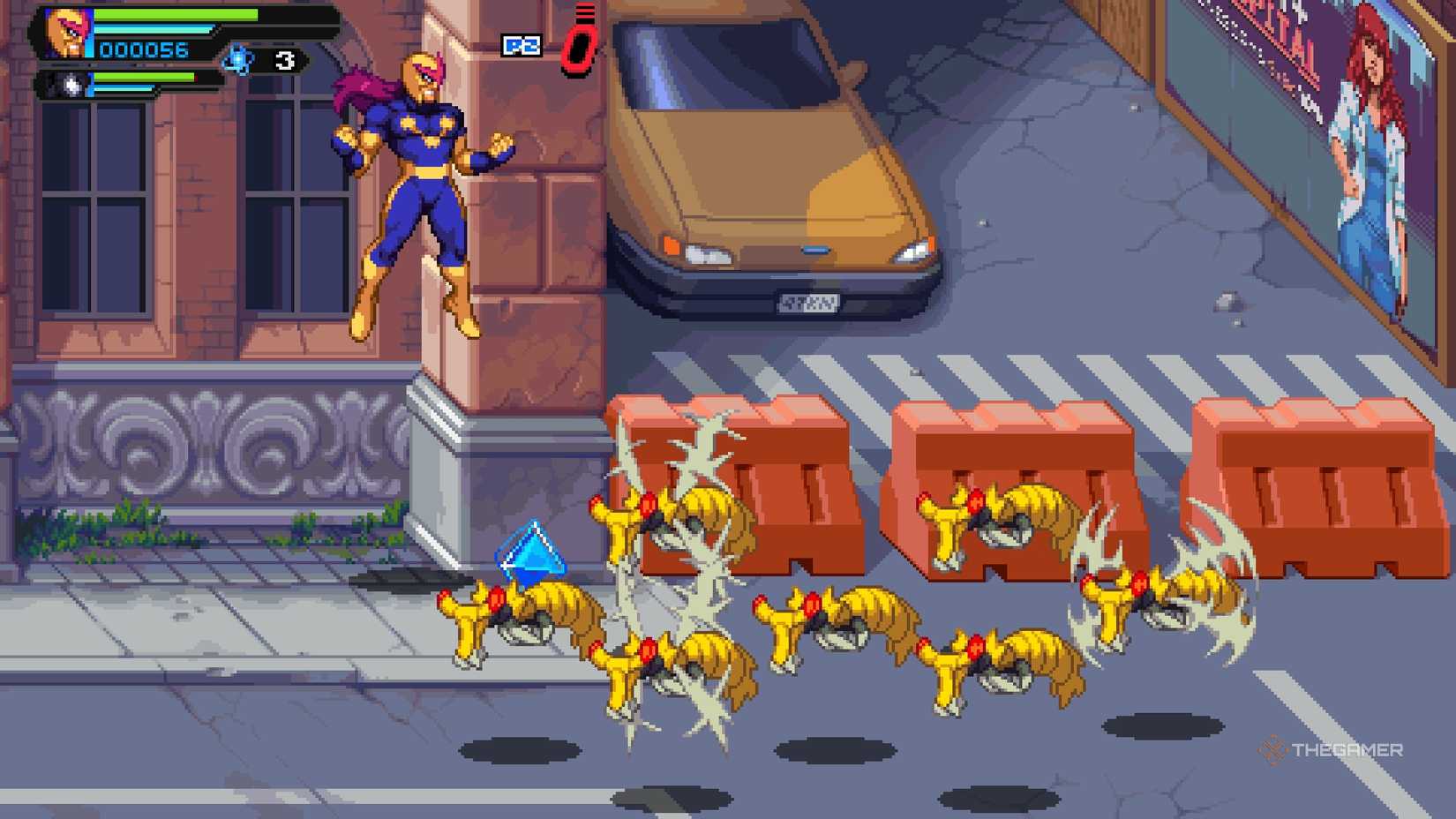 Nova flying over Swarming Bugs in Marvel Cosmic Invasion.