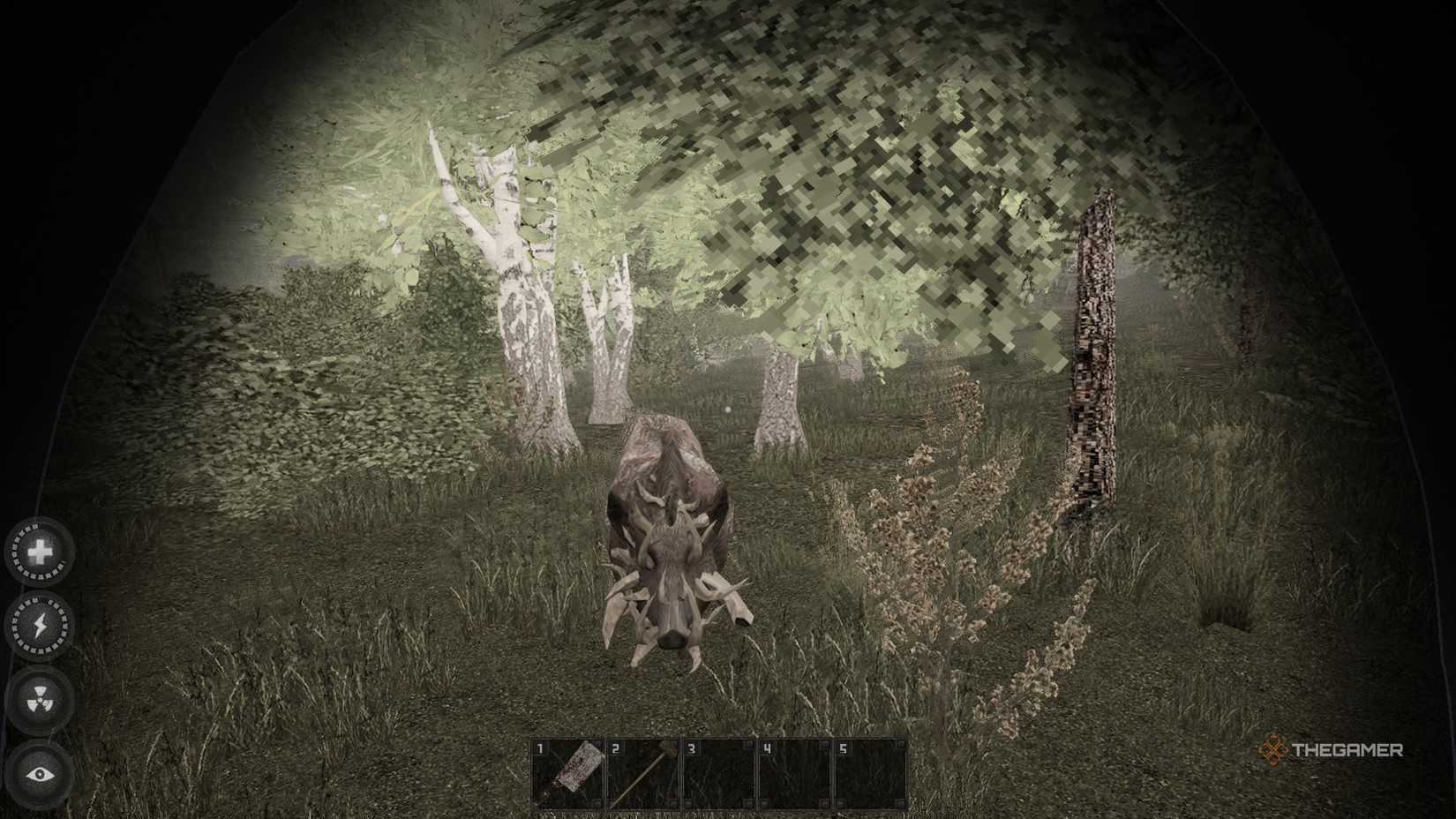 Player watching wild boar chasing them in misery.