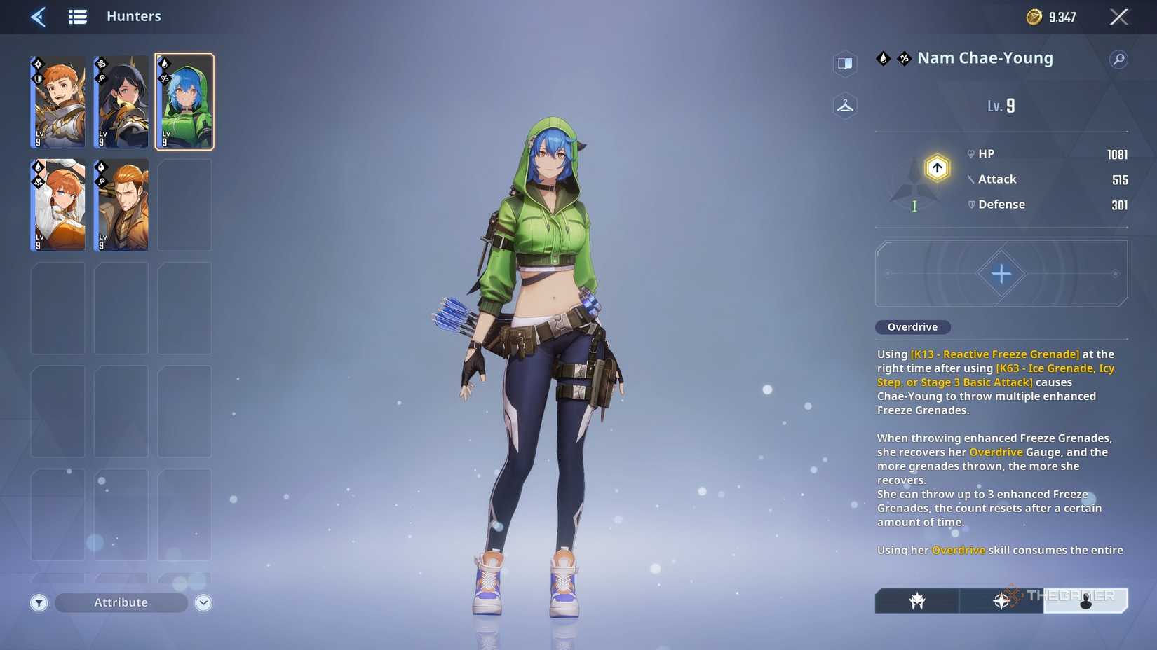 Nam Chae-Young in the Hunter Selection screen in Solo Leveling Arise Overdrive.