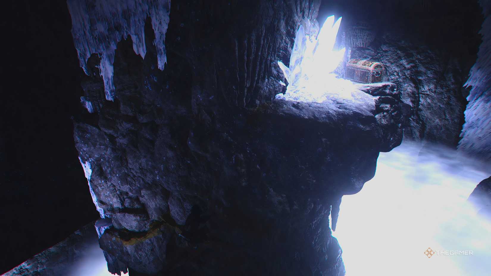 Naoe climbing to get the Garrison Banner chest in the Attack on Titan crossover story quest in Assassin’s Creed Shadows.