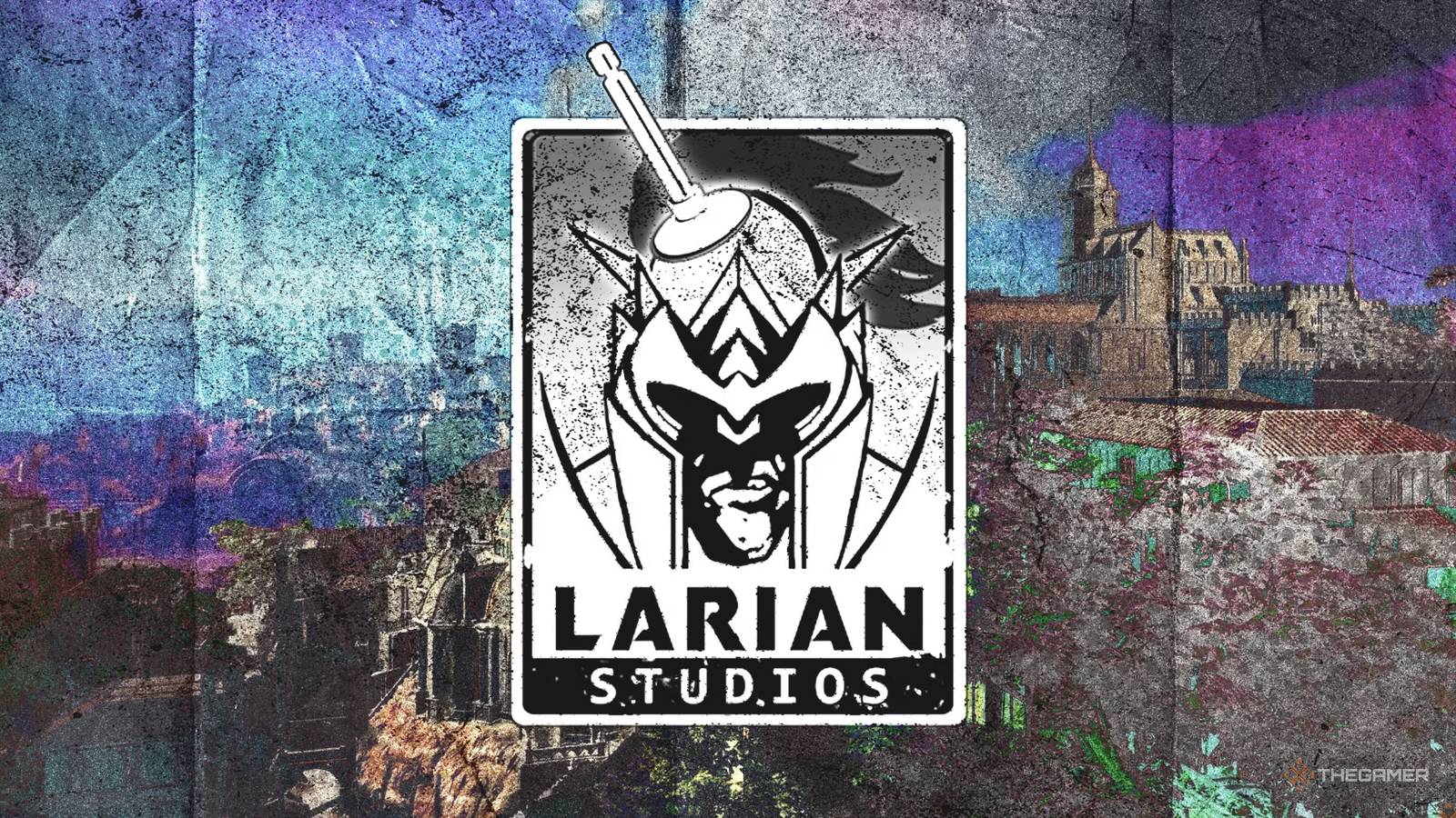 Larian Studios logo over Baldur's Gate city.