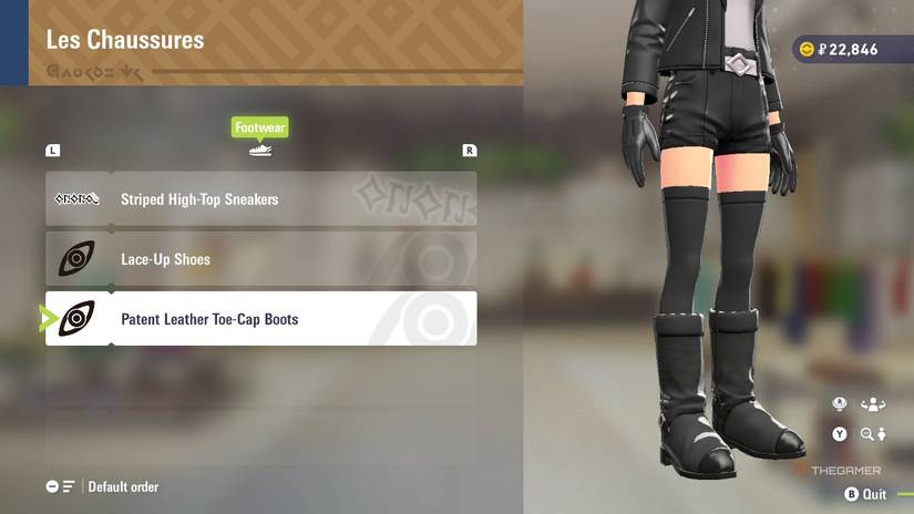 Patent Leather Toe-Cap Boots at Les Chaussures in Pokemon Legends Z-A.