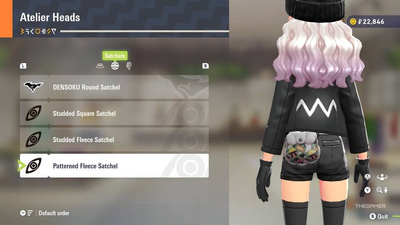 Patterned Fleece Satchel at Atelier Heads in Pokemon Legends: Z-A.