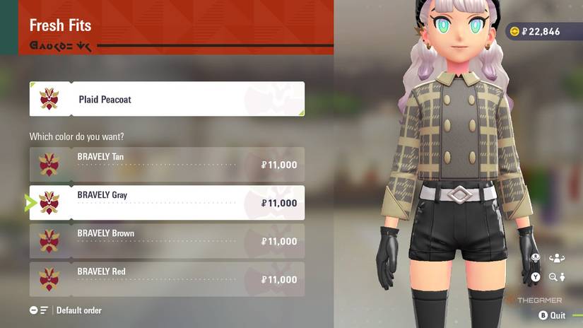 Plaid Peacoat at Fresh Fits in Pokemon Legends: Z-A.