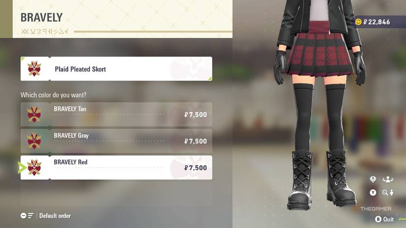 Plaid Pleated Skort at BRAVELY in Pokemon Legends: Z-A.