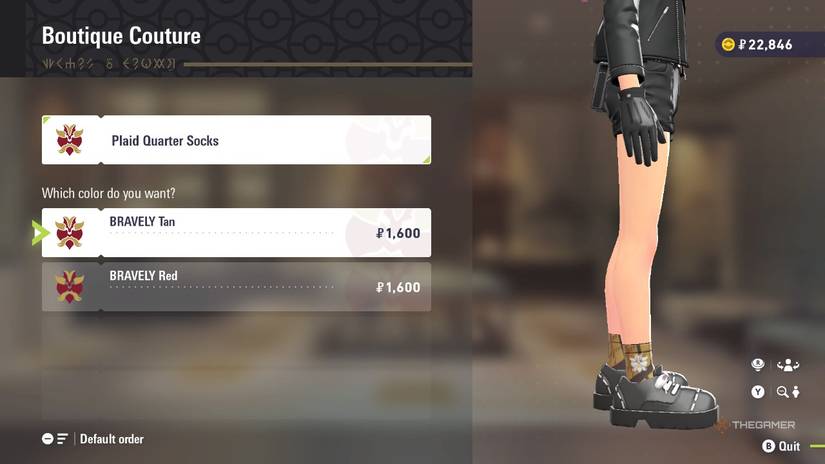 Plaid Quarter Socks at Boutique Couture in Pokemon Legends: Z-A.