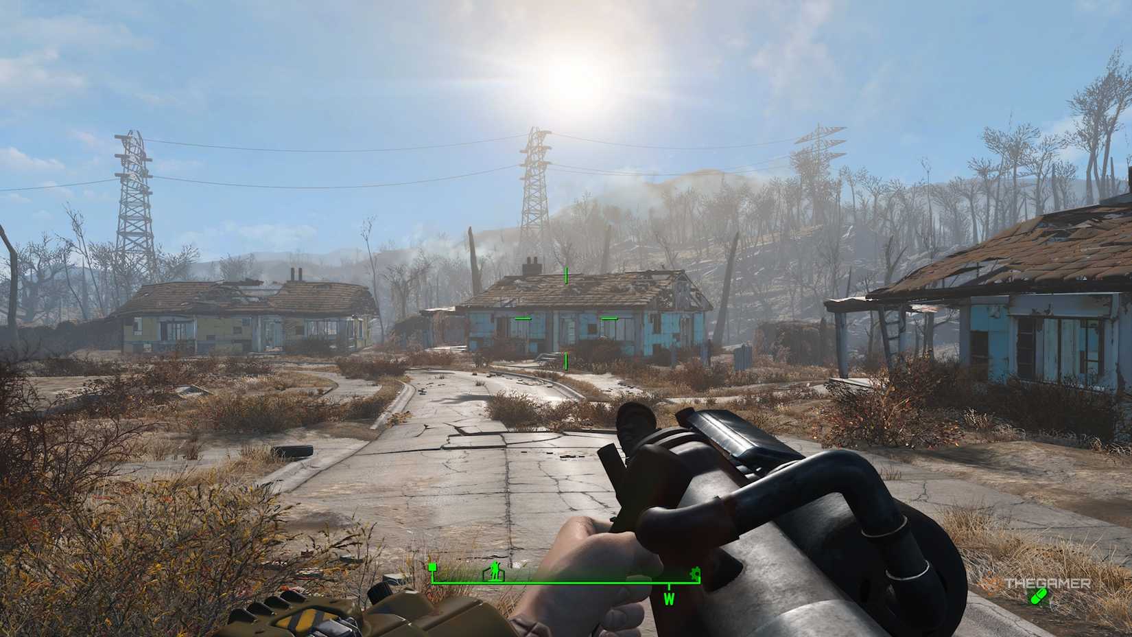 بازیکنی که Heavy Incinerator را در Fallout 4 در دست دارد.